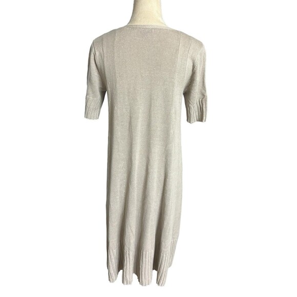 J Jill  Sweater Dress Beige Neutral Linen Blend Short Sleeves Pullover Women M/L - Picture 6 of 8
